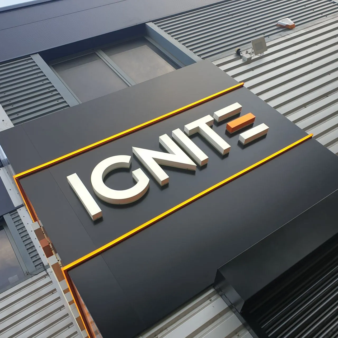 IGNITE sign on the outside of the building at the Watford base